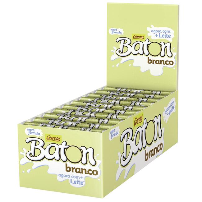 Chocolate Baton Garoto Branco Display com 30 un