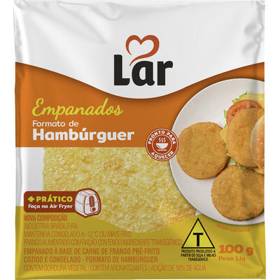 Hambúrguer de Frango Empanado Lar Congelado 100g