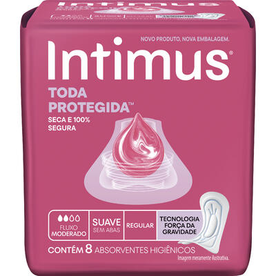 Absorvente sem Abas Extra Suave Intimus Tripla Proteção Pacote 8 Unidades