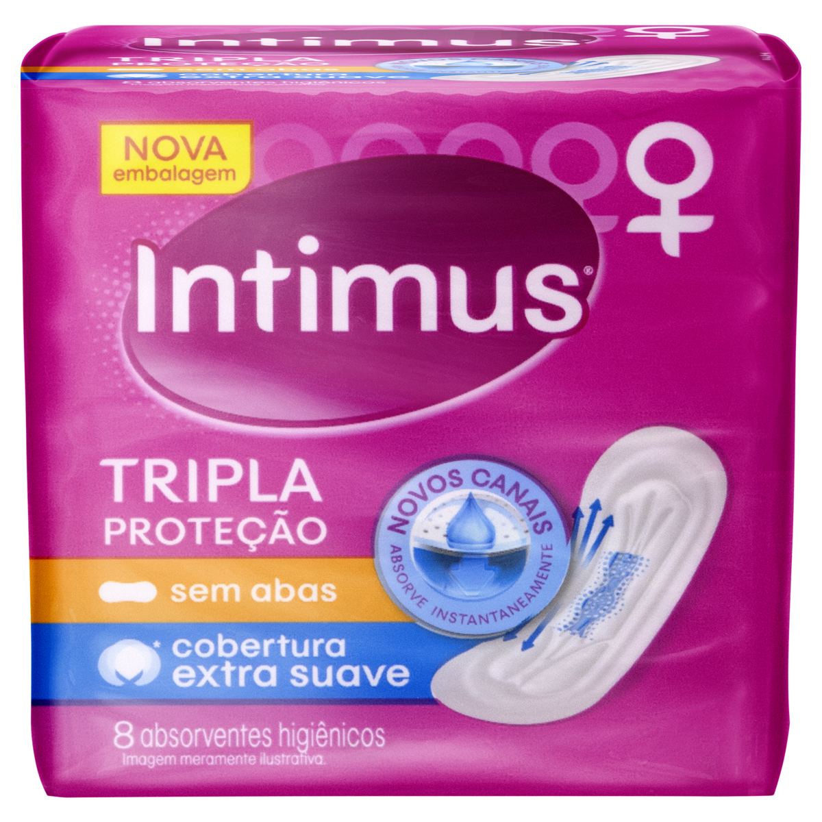 Absorvente sem Abas Extra Suave Intimus Tripla Proteção Pacote 8 Unidades