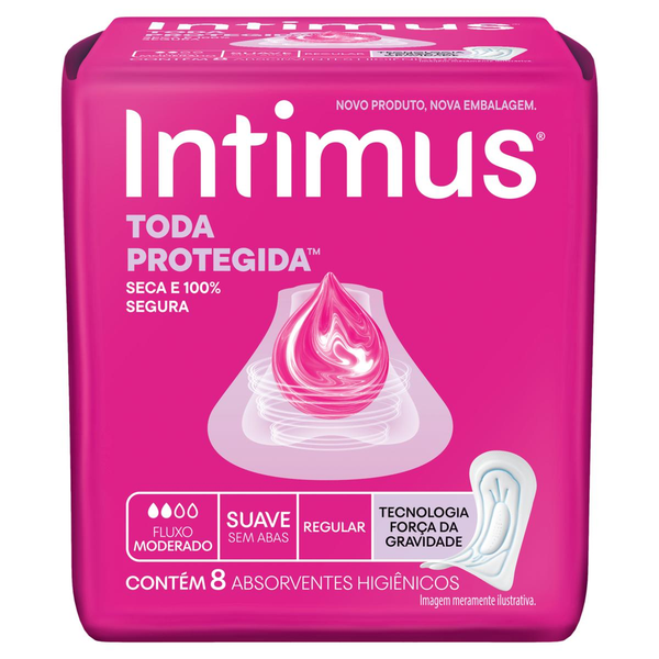 Absorvente sem Abas Extra Suave Intimus Tripla Proteção Pacote 8 Unidades