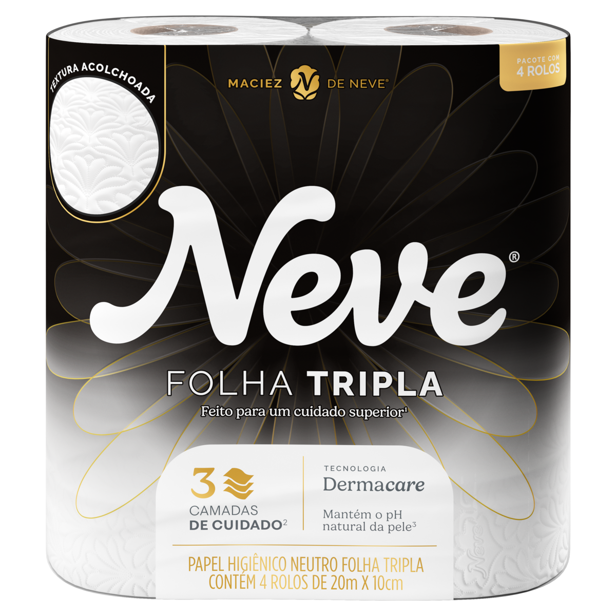 Papel Higiênico Folha Tripla Neutro Neve Supreme 20m Pacote 4 Unidades