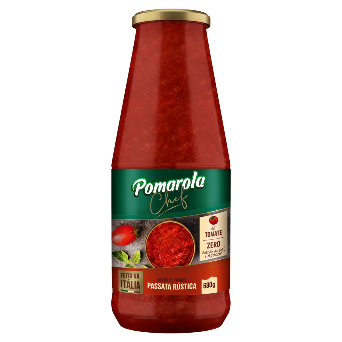 Molho de Tomate Passata Rústica Pomarola Chef Vidro 680g