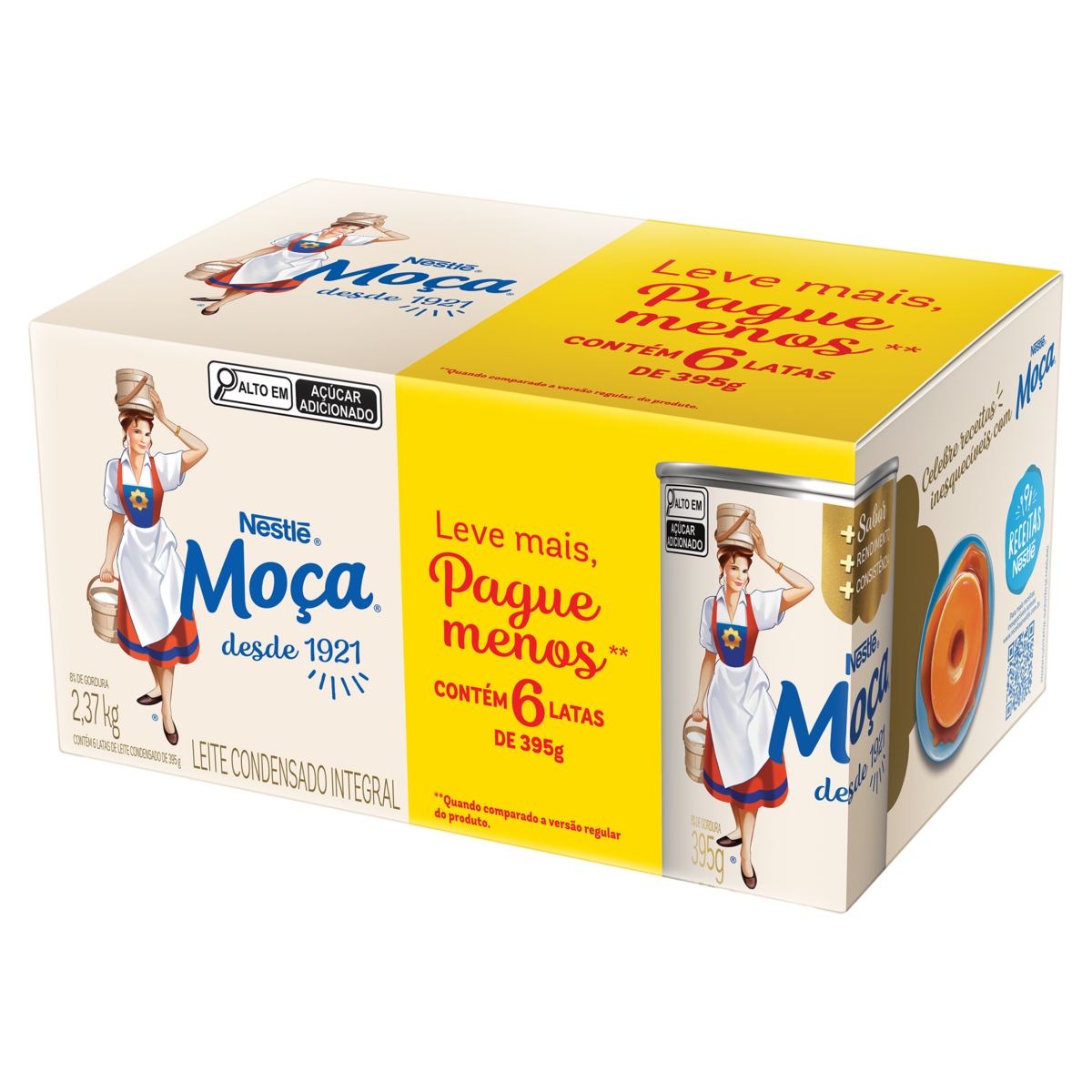 Pack Leite Condensado Integral Moça Caixa 2,37kg 6 Unidades
