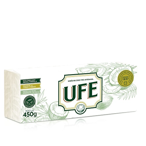 Sabão em Barra UFE de Coco com 5 Unidades 450g