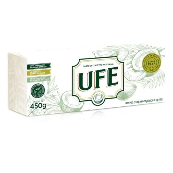 Sabão em Barra UFE de Coco com 5 Unidades 450g
