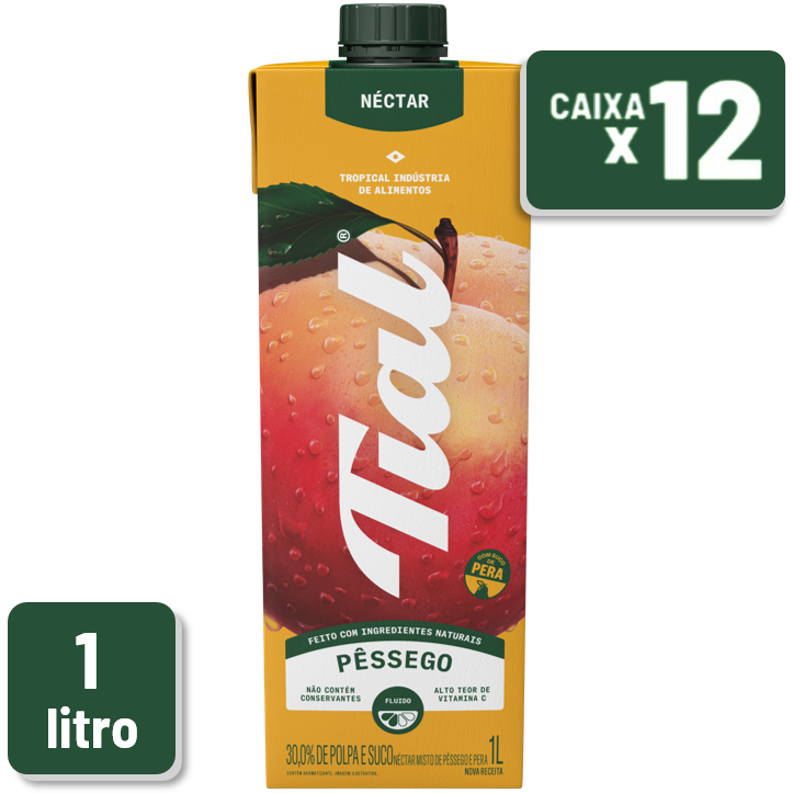 Néctar Tial Pêssego Tetra Pak 1L Caixa c/ 12 un