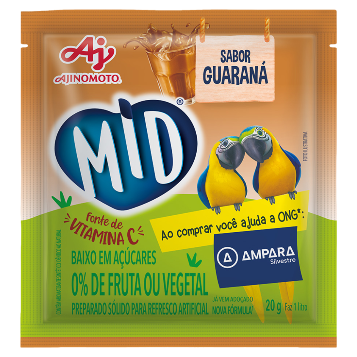 Refresco em Pó Guaraná Mid Pacote 20g