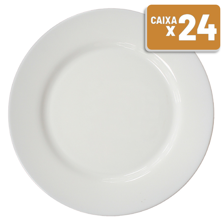 Prato Raso Grande Everyday Vidro Branco Caixa c/ 24 Un