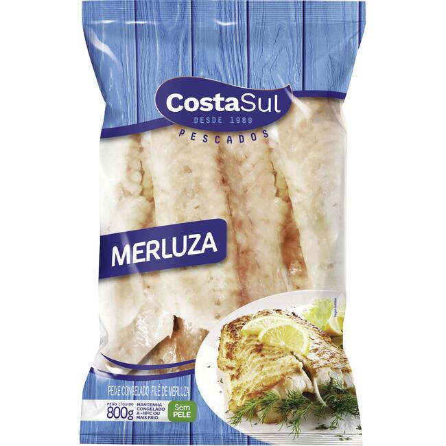 Filé de Peixe Merluza Costa Sul Congelado 800g