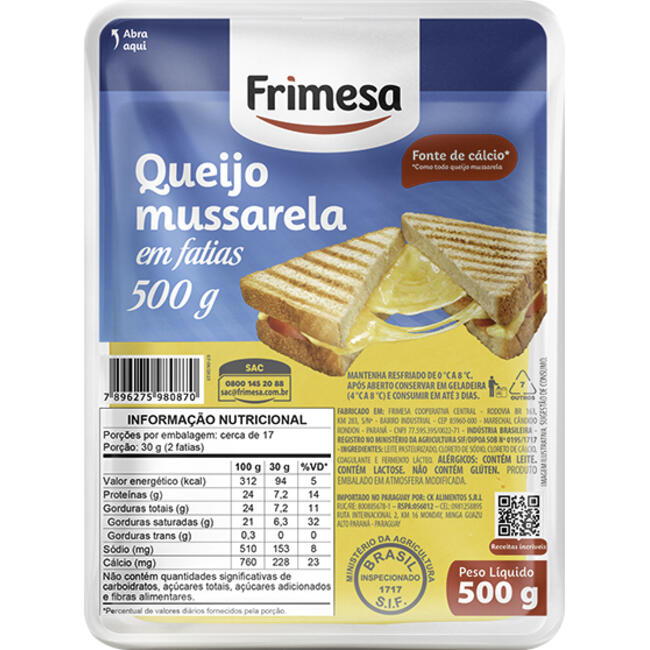 Queijo Mussarela Frimesa Fatiado 500g