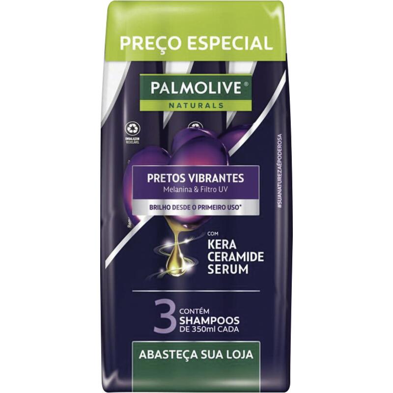 Kit Shampoo Palmolive Pretos Vibrantes 3x350ml