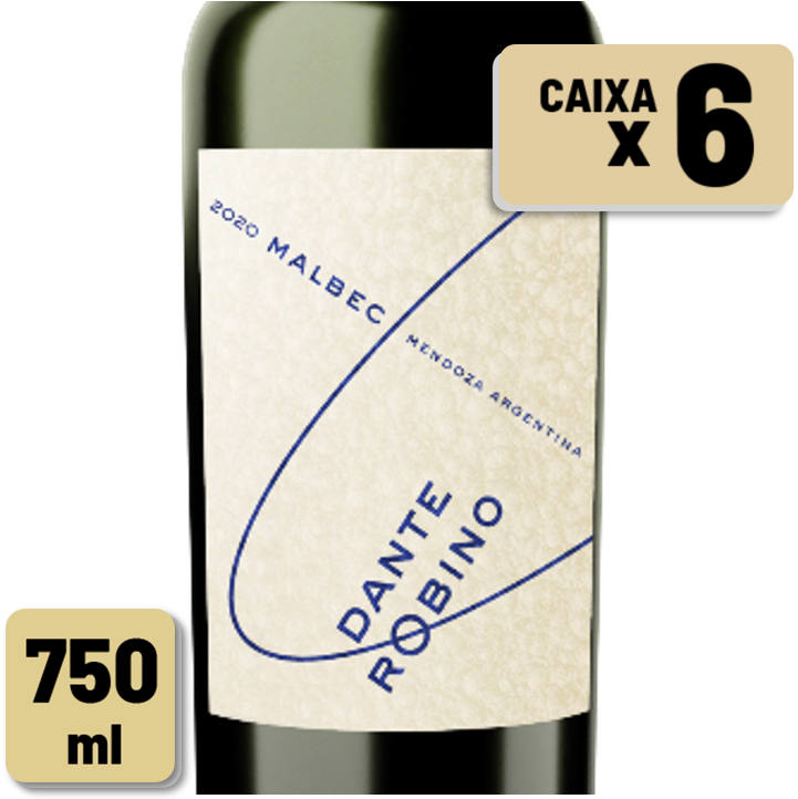 Vinho Bodega Dante Robino Malbec Garrafa Vidro 750ml Caixa c/ 6 un