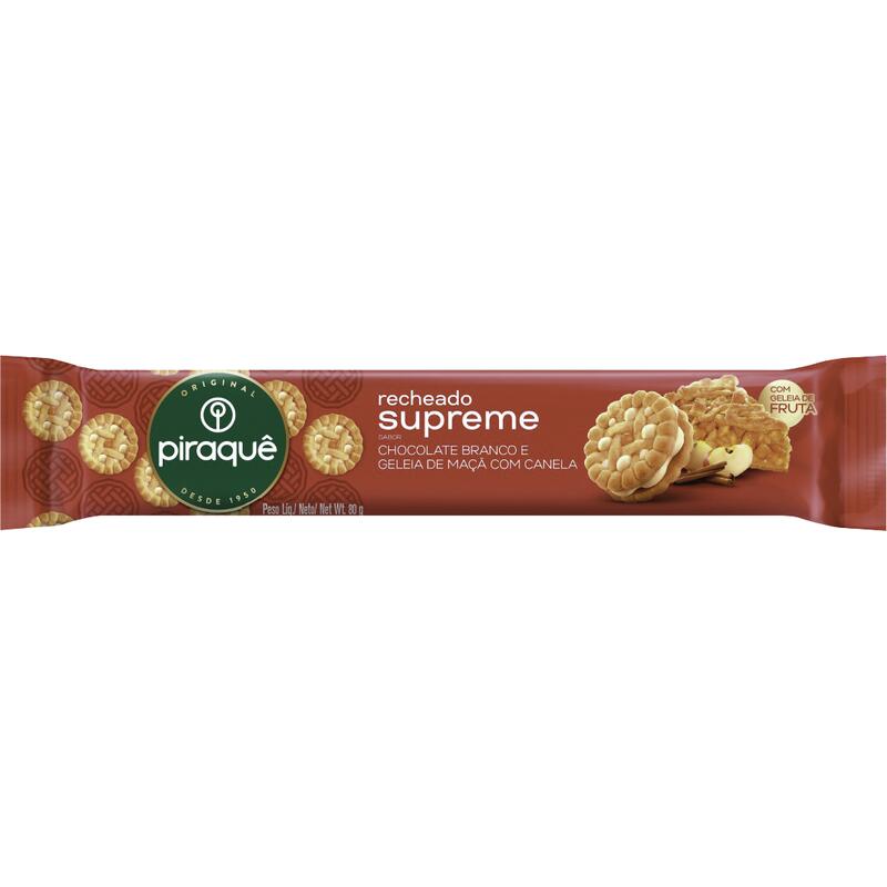 Biscoito Recheado Supreme Piraquê Chocolate Branco 80g