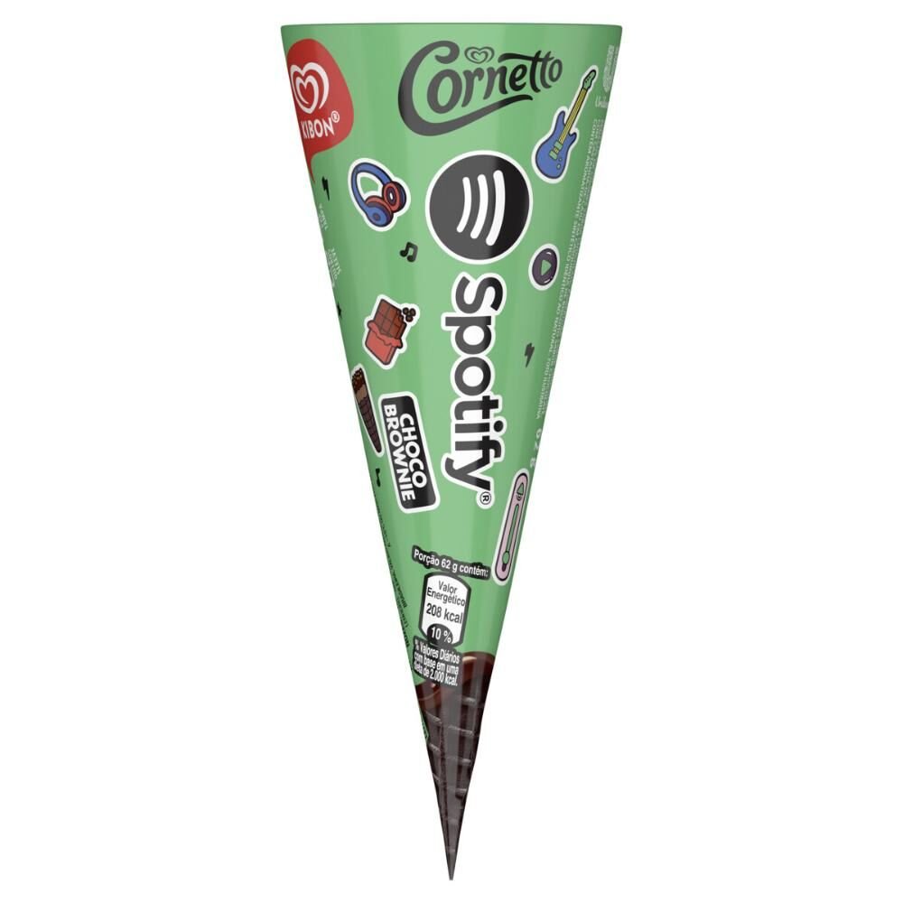 Sorvete KIBON Spotify Choco Brownie Cornetto 62g