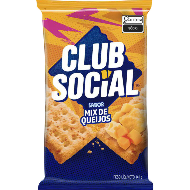 Biscoito Salgado Club Social mix de queijos multipack 141g