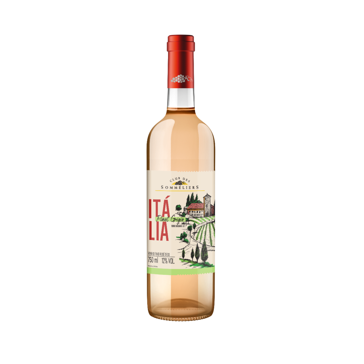 Vinho Rose Italiano Clube Des Sommeliers Pinot Grigio Rosado 750ml