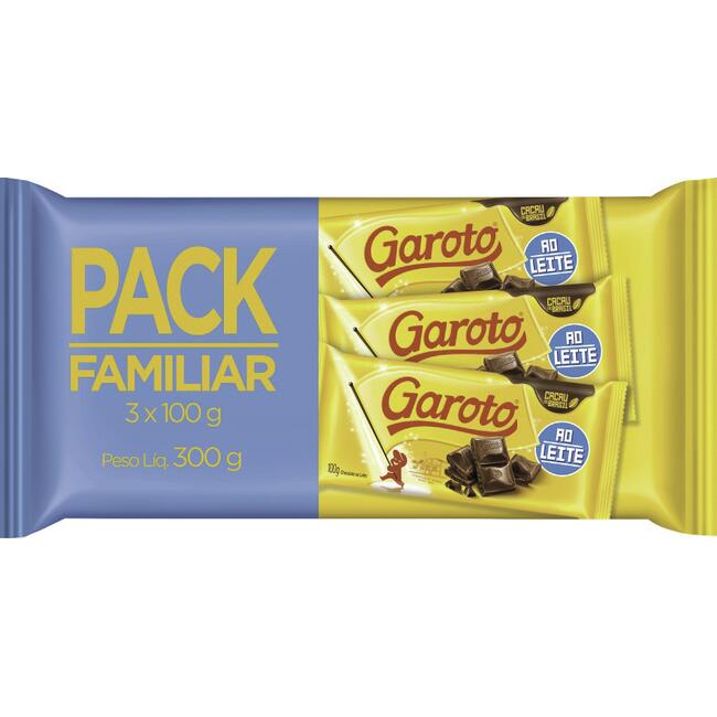 Chocolate Garoto 2 ao leite + 1 meio amargo 300g