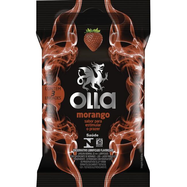 Preservativo Olla Morango Pacote 3 un
