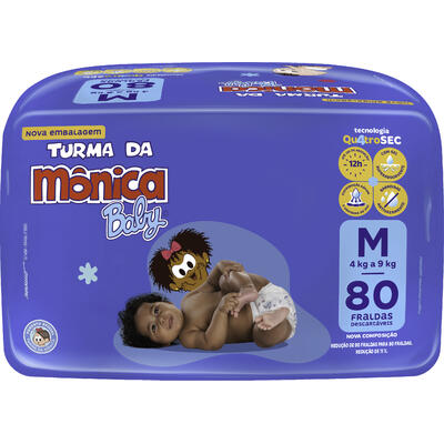 Fralda Descartável Turma da Mônica Giga M 80 un