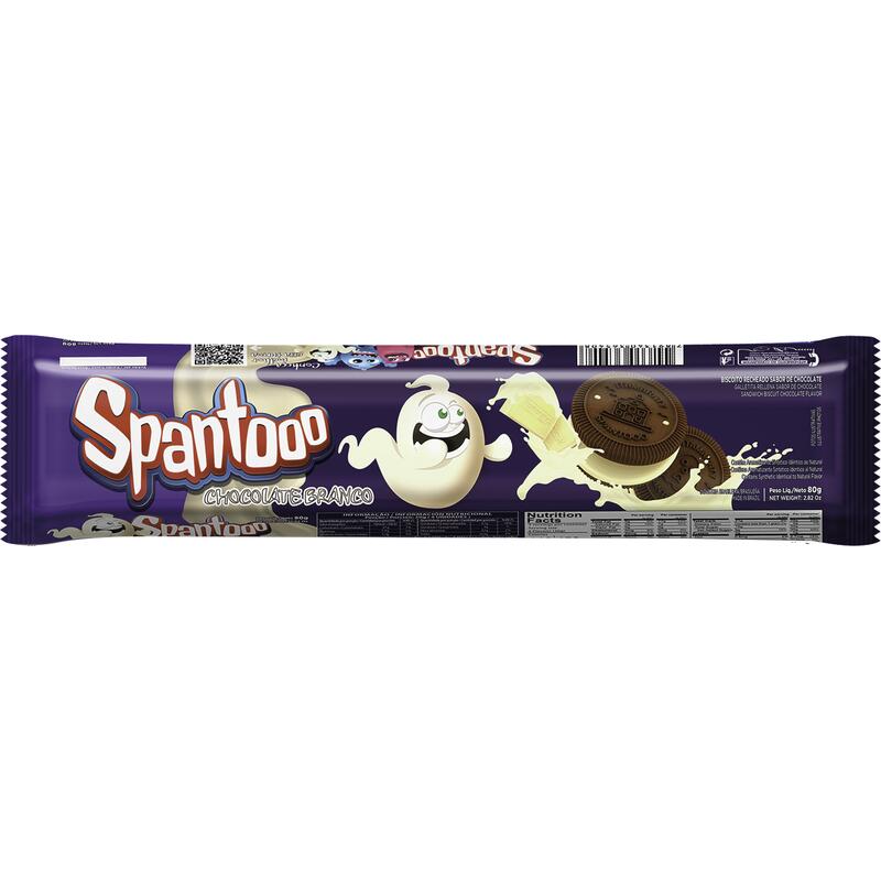 Biscoito Recheado Spantooo Chocolate Branco 80g