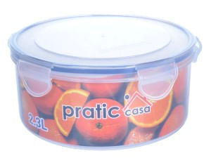 Pote Pratic Casa plástico com tampa redondo 2,3 litros azul