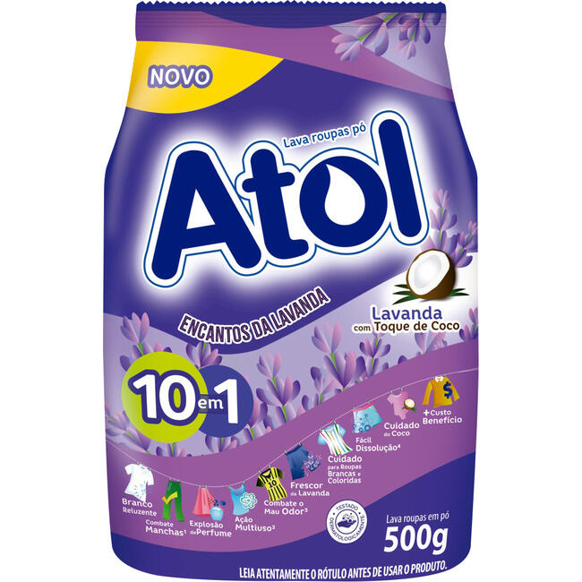 Lava Roupas em Pó Atol Encantos da Lavanda 500g