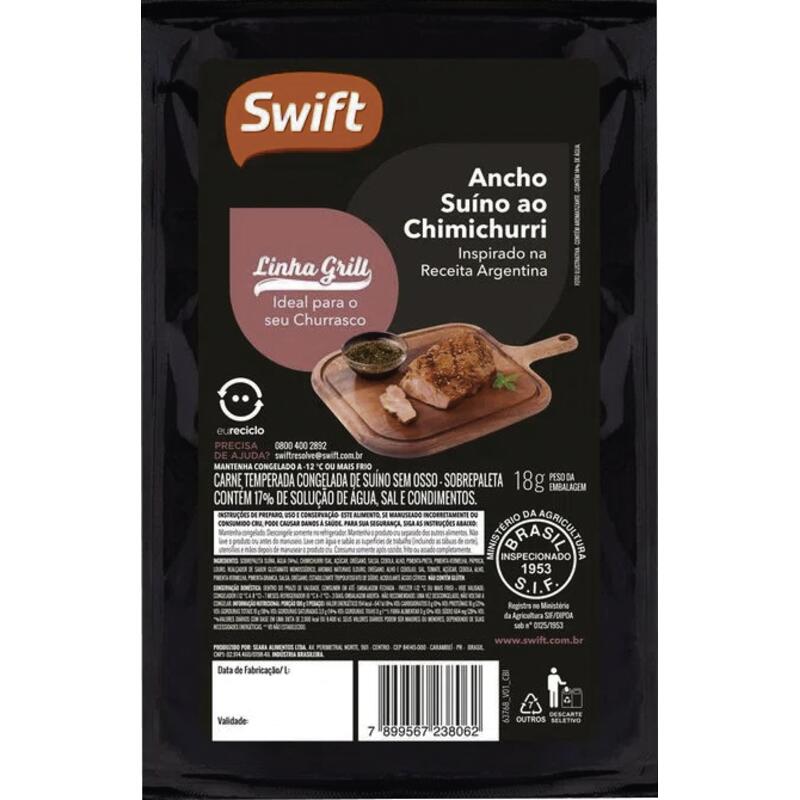 Ancho Suíno Chimichurri Swift Cong Preço por quilo no pacote