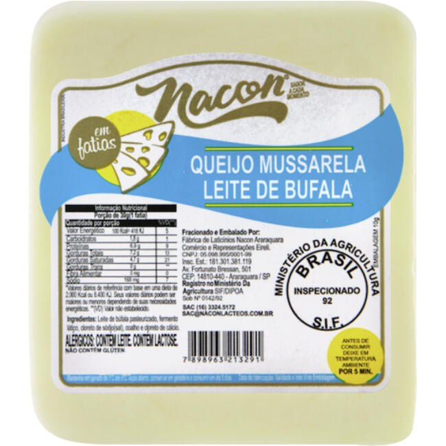 Queijo Mussarela Búfala Frac Nacon Preço por quilo no pedaço