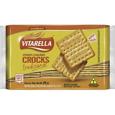 Biscoito Cream Cracker Vitarella Crocks Tradicional 350g