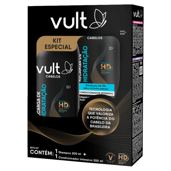 Conjunto Vult Shampoo - 200ml + Condicionador - 200ml - Recarga de Hidratação