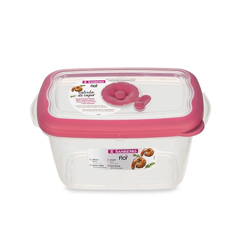 Pote Plastico Retangular Sanremo Rosa 700ml