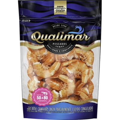 Camarão sem Cabeça Qualimar Congelado 50/80 300g