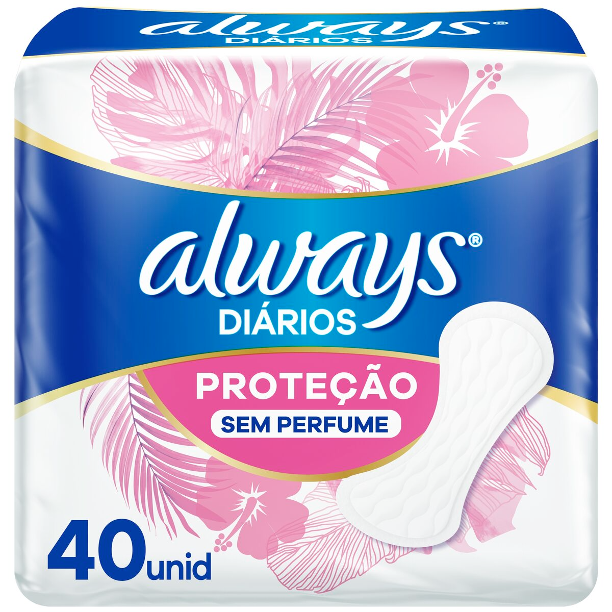 Protetor Diário sem Abas e Perfume Always Pacote 40 Unidades
