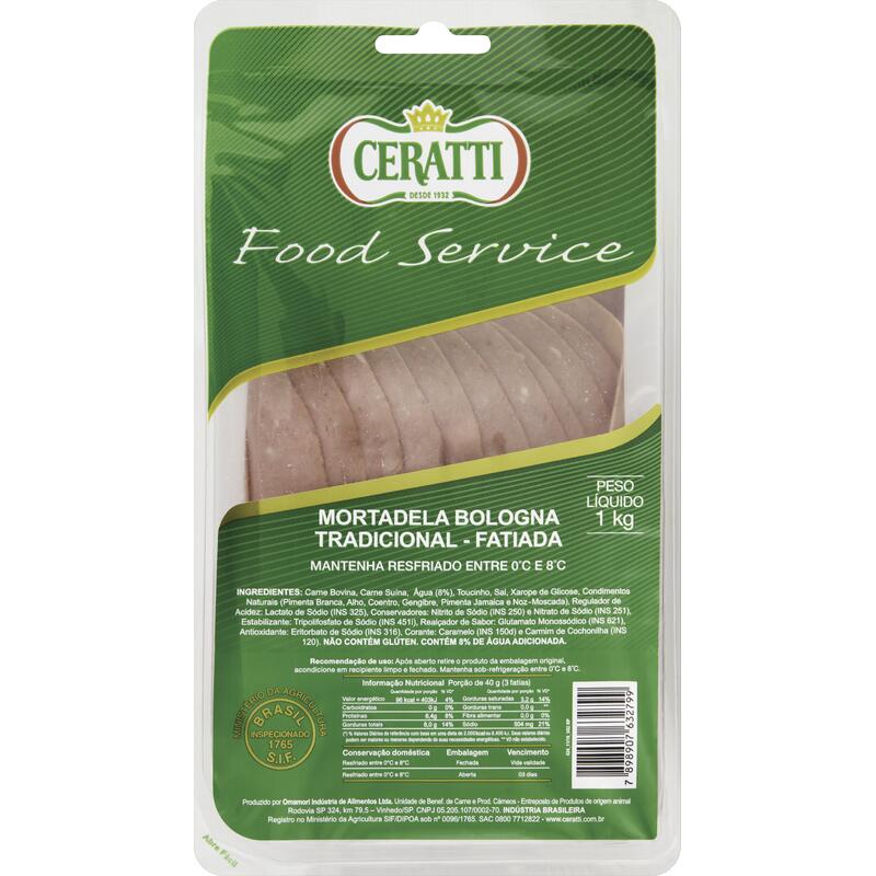 Mortadela Bologna Ceratti Fatiada 1kg