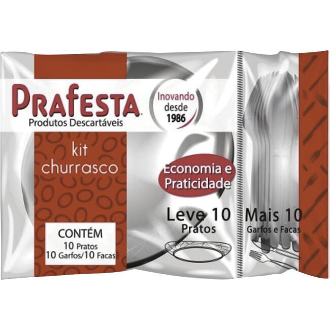 Kit Churrasco Biodegradável Prafesta Branco 10 un