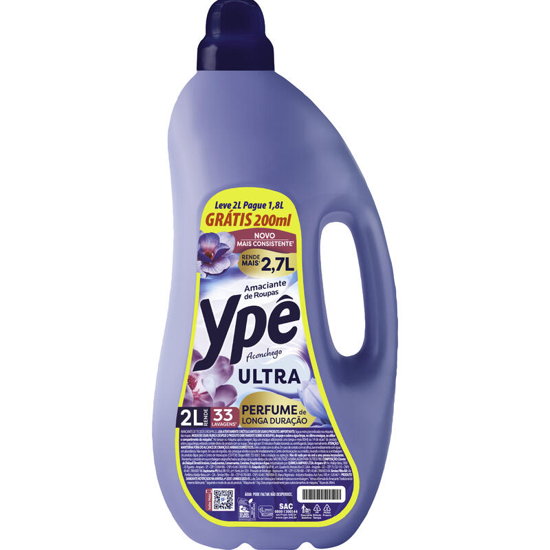 Amaciante de Roupas Ypê Aconchego LV 2L PG 1,8L