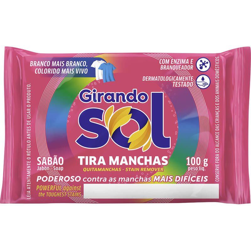 Sabão em Barra Girando Sol Tira Manchas 100g