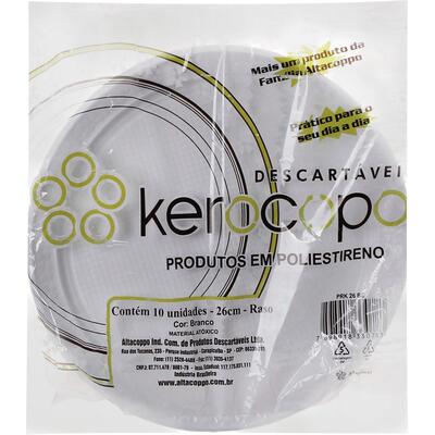 Prato Descartável Raso Kerocopo Branco 26cm 10 un