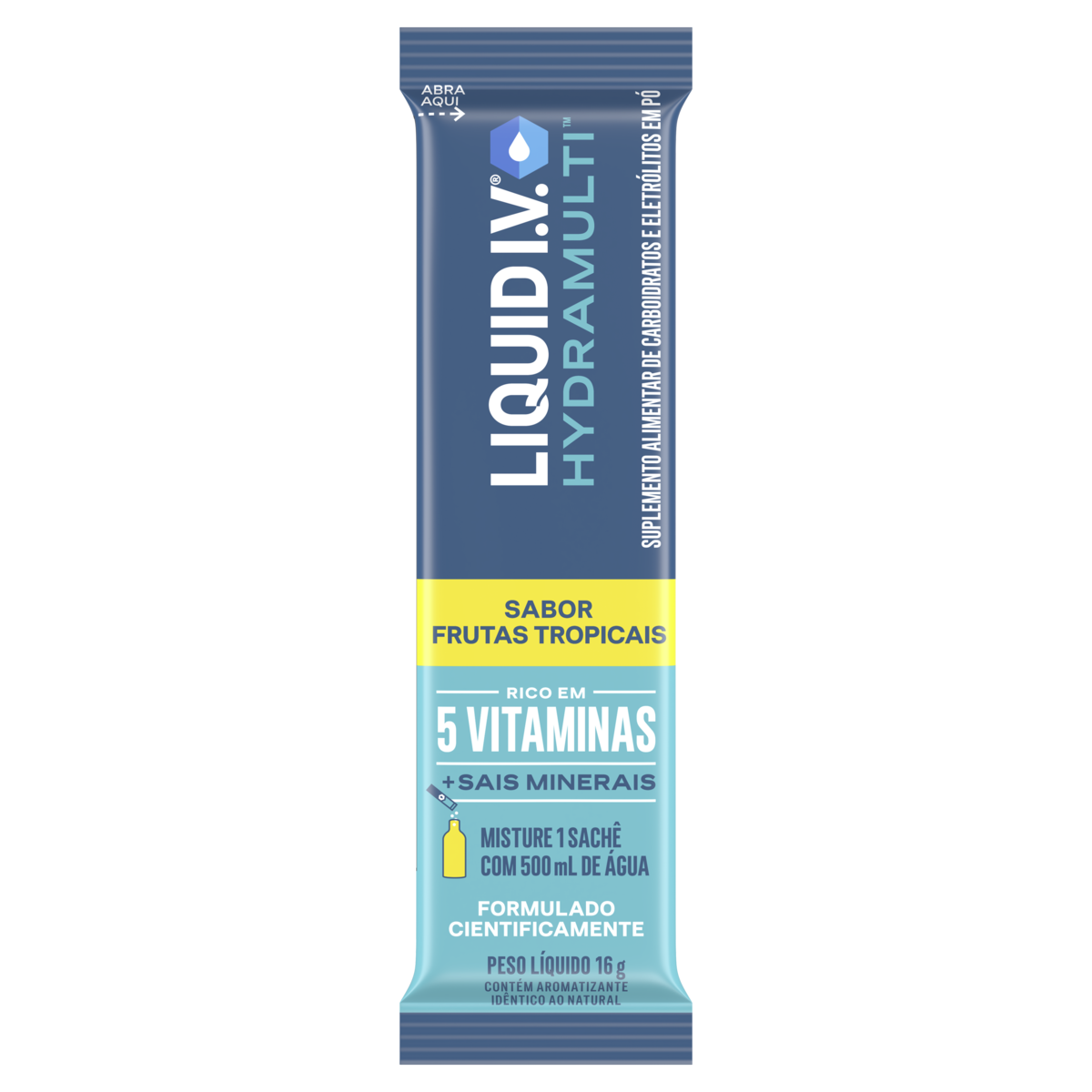 Suplemento Alimentar Pó Frutas Tropicais Liquid I.V. Hydramulti Pacote 16g