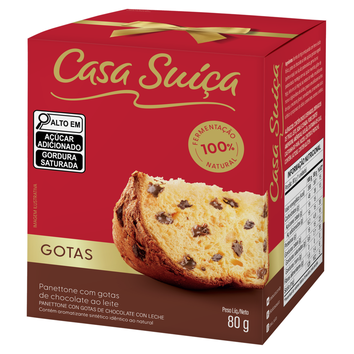 Panettone CASA SUIÇA Gotas de Chocolate 80g