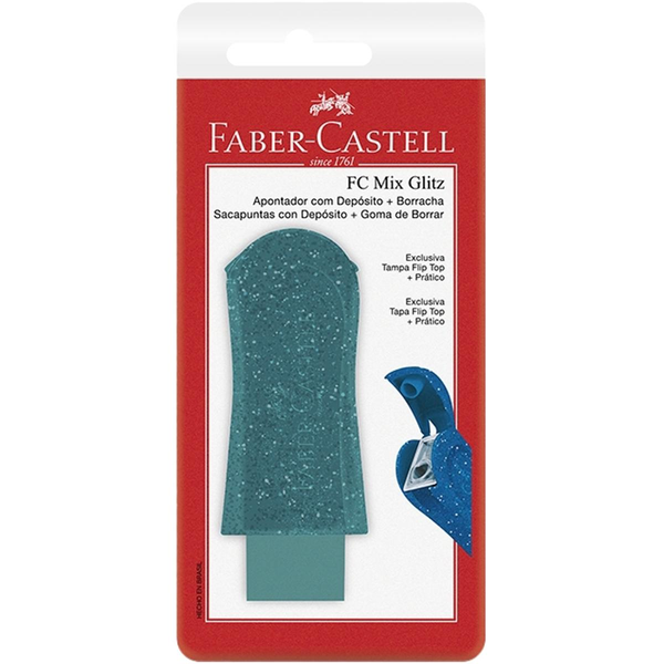 Apontador com Borracha Faber-Castell Mix Glitz - Ref. SM/124BORGLIZF