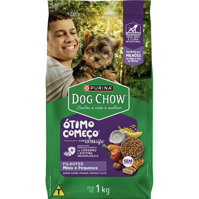 Ração DOG CHOW Filhotes,Raças Minis e Pequenas Carne,Frango e Arroz Extra Life 1kg