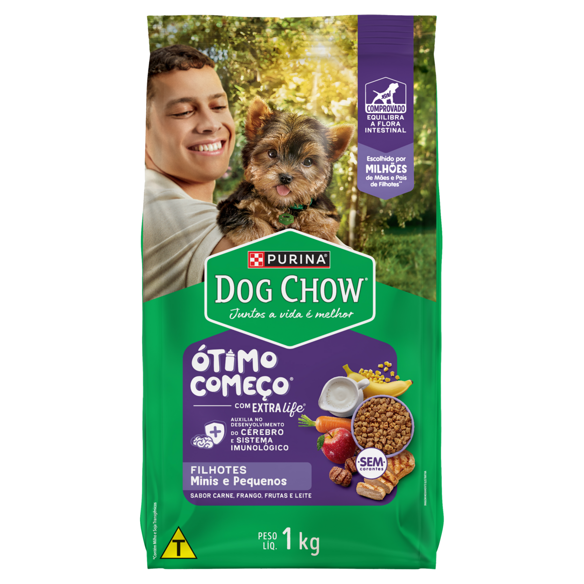 Ração DOG CHOW Filhotes,Raças Minis e Pequenas Carne,Frango e Arroz Extra Life 1kg