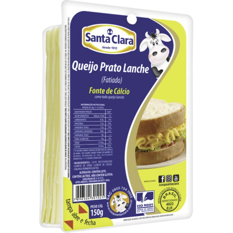 Queijo Prato Santa Clara Fatiado 150g