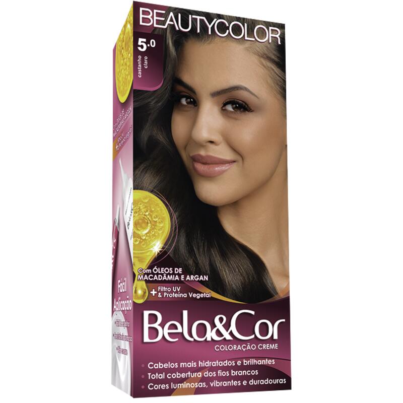Tintura para Cabelo Beauty Color 5.0 - Castanho claro Kit