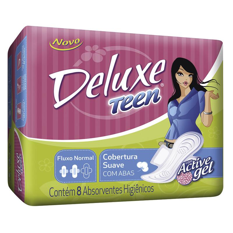 Absorvente Deluxe Teen Suave - Com abas 8 un