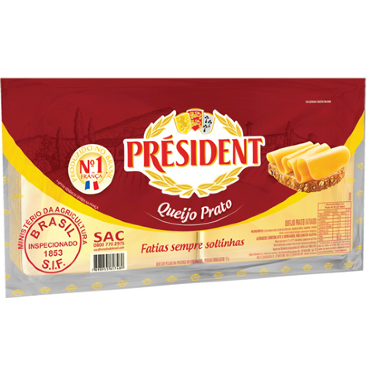Queijo Prato President Fatiado Granel 200g
