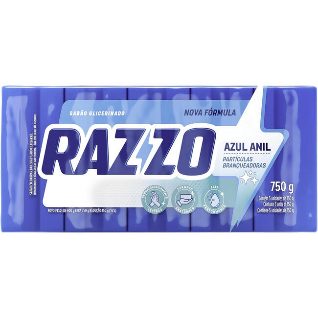 Sabão em Pedaço Razzo Azul 5x150g