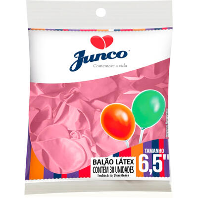 Balão Liso Junco 6,5 Rosa 30 un